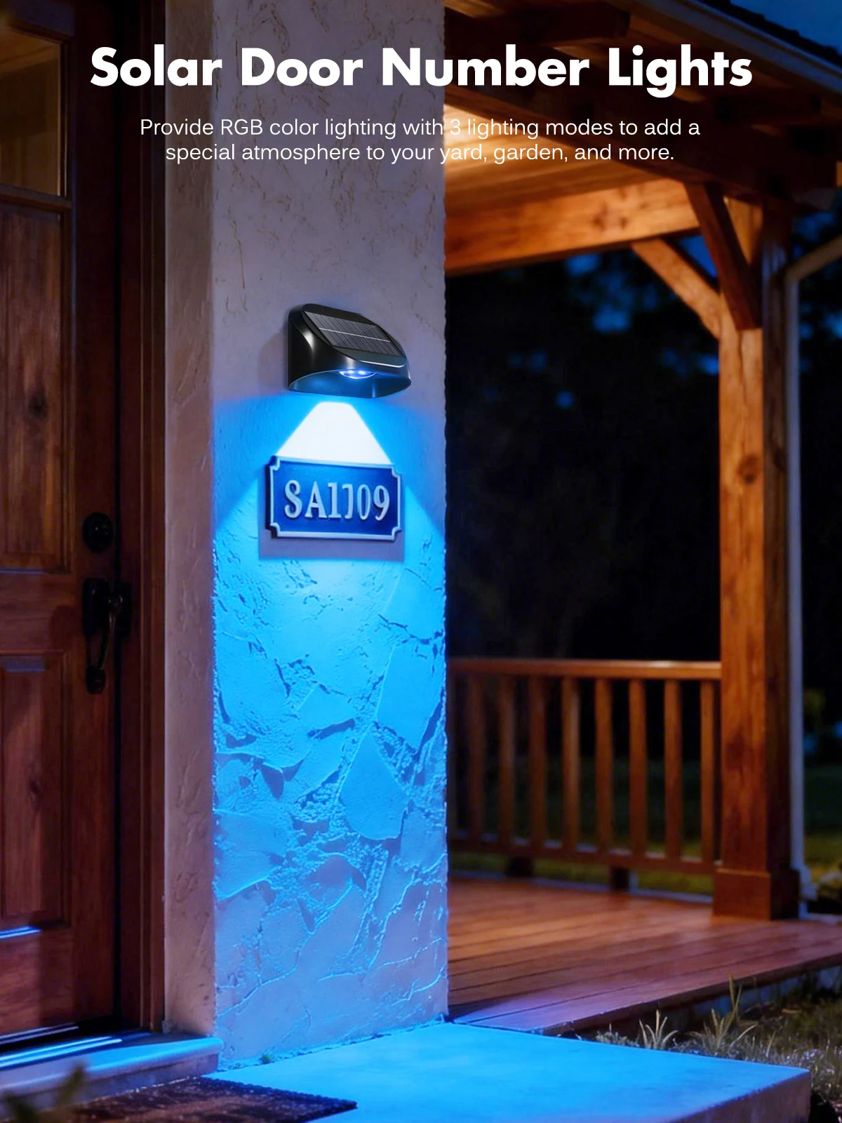 Solar Wall Lamp Garden Light Solar House Number Decor Light IP65 Waterproof Auto On/Off RGB Modes For Fence Yard Step Outdoor