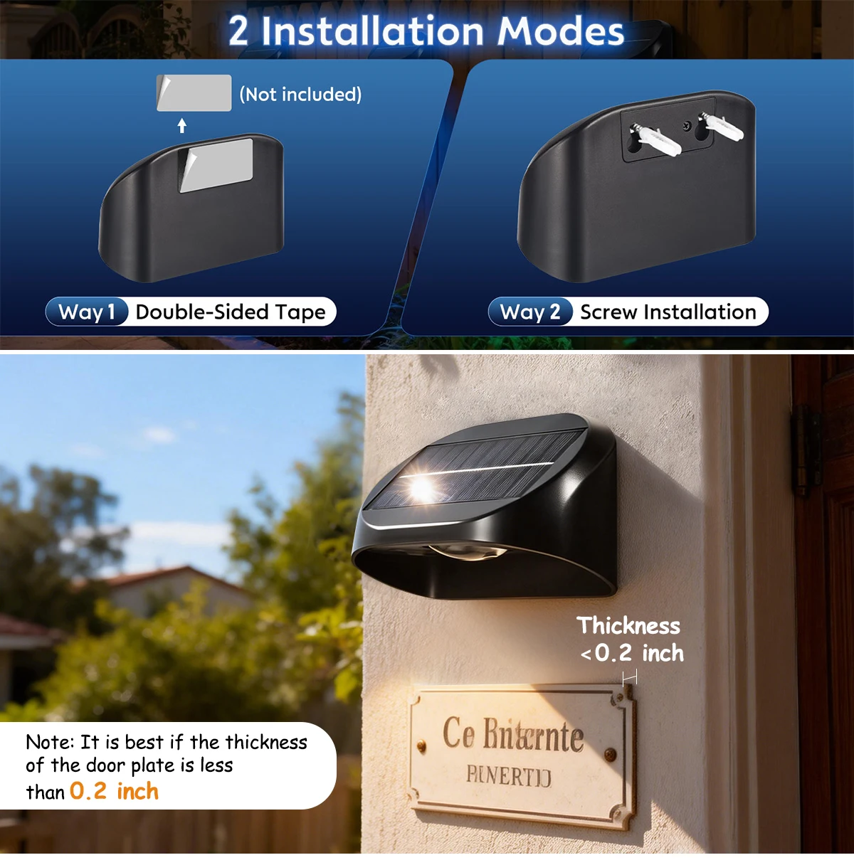 Solar Wall Lamp Garden Light Solar House Number Decor Light IP65 Waterproof Auto On/Off RGB Modes For Fence Yard Step Outdoor