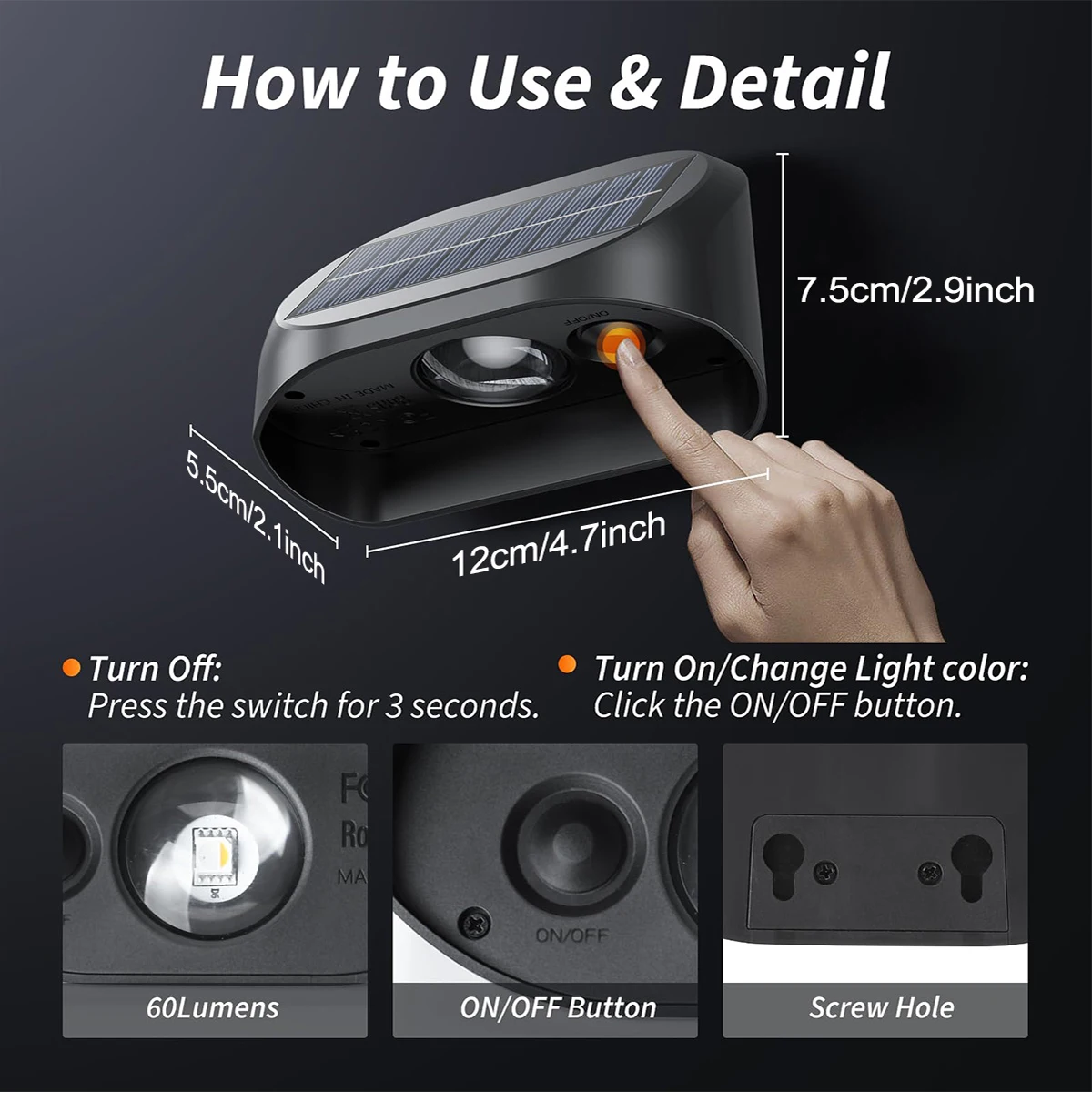Solar Wall Lamp Garden Light Solar House Number Decor Light IP65 Waterproof Auto On/Off RGB Modes For Fence Yard Step Outdoor
