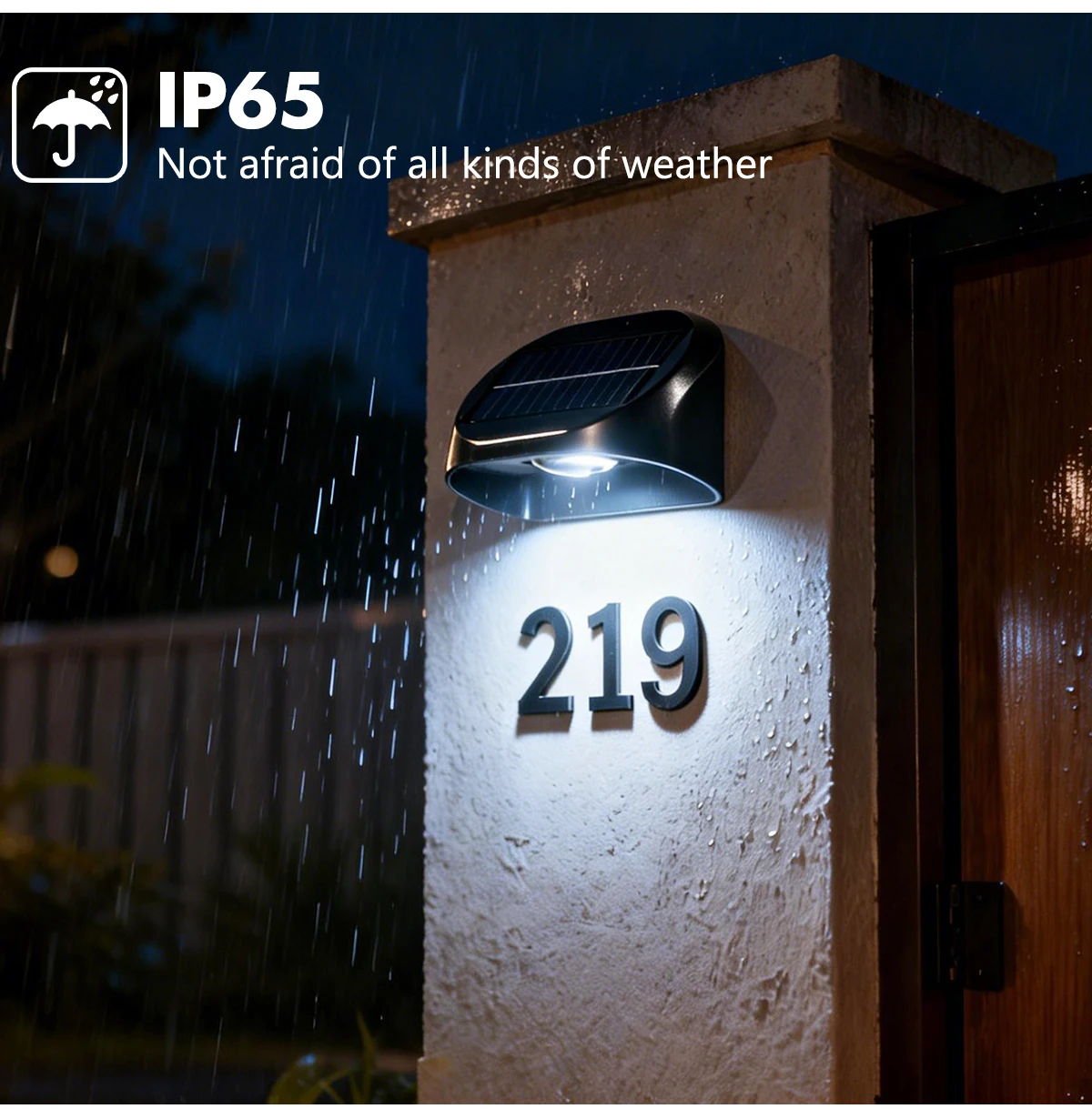 Solar Wall Lamp Garden Light Solar House Number Decor Light IP65 Waterproof Auto On/Off RGB Modes For Fence Yard Step Outdoor