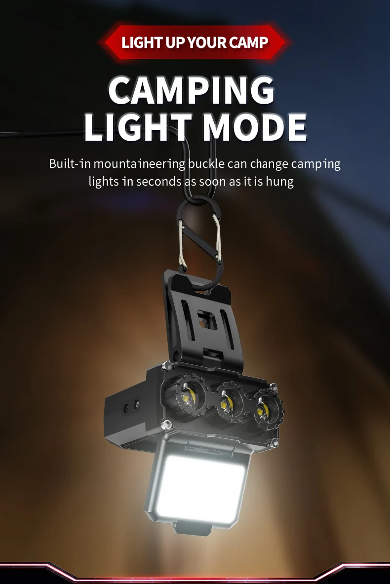 JIASHUAIXIN Headlamp special for night fishing, hat clip lamp, ultra-long battery life, ultra-lightweight outdoor sensor