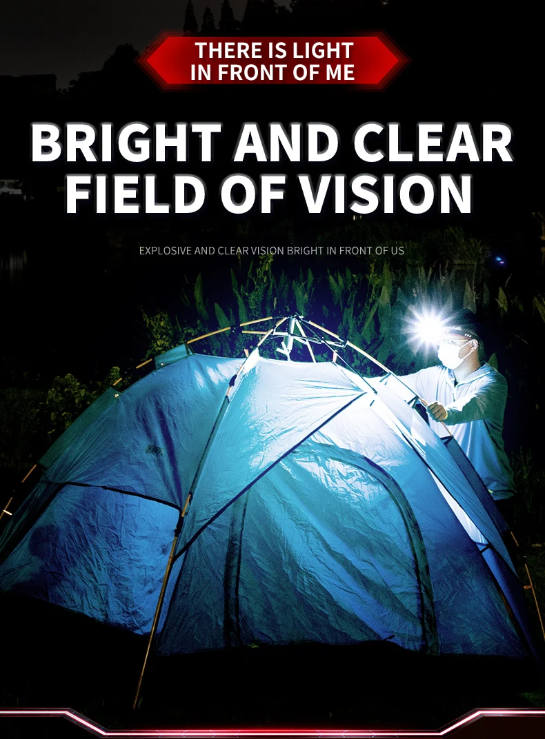 JIASHUAIXIN Headlamp special for night fishing, hat clip lamp, ultra-long battery life, ultra-lightweight outdoor sensor