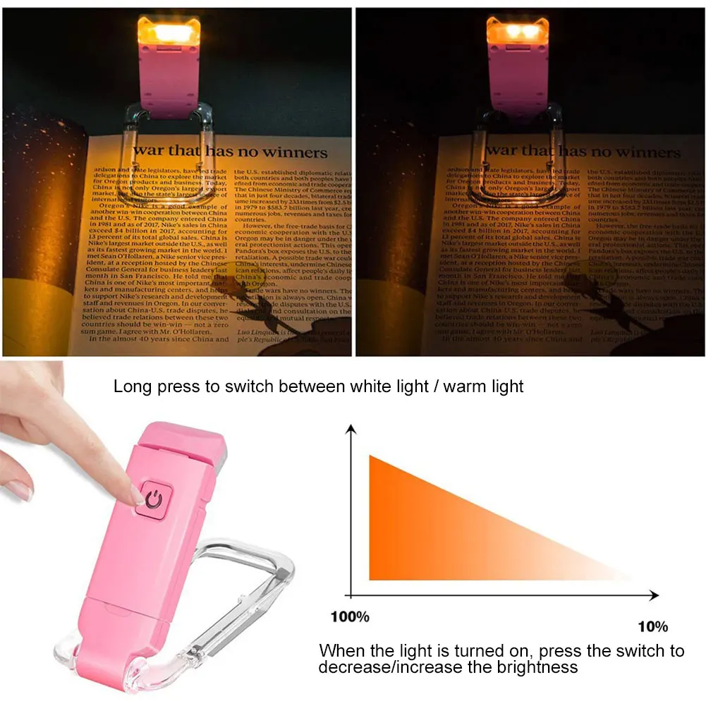 LED USB Rechargeable Book Light Reading Light Eye Protection Night Light Portable Clip Desk Light Bookmark Read Light Night Lamp