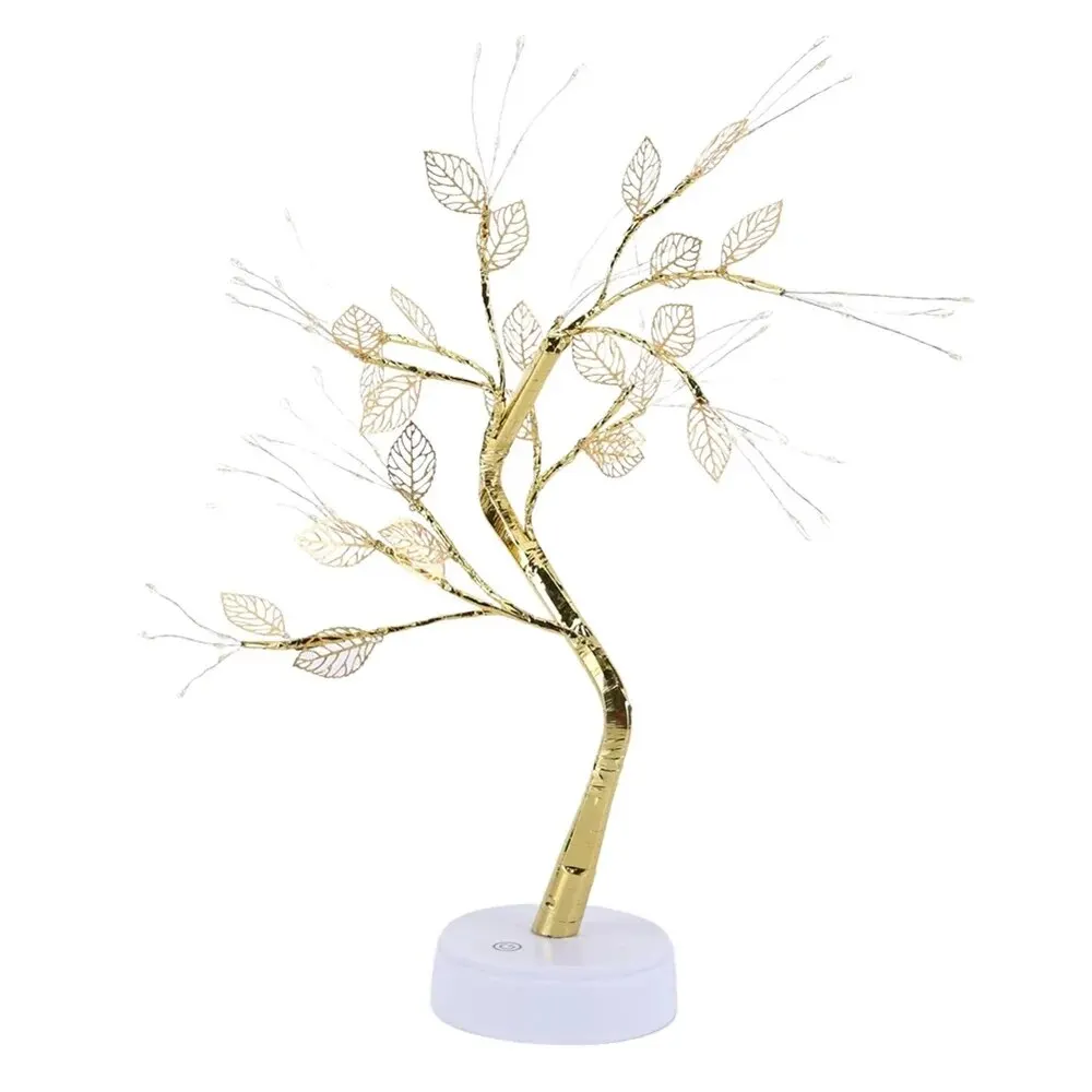 LED Golden Leaf Table Lamp Christmas Tree Fairy Light Night Lights Home DIY Party Wedding Bedroom Decoration Mother's Day Gift
