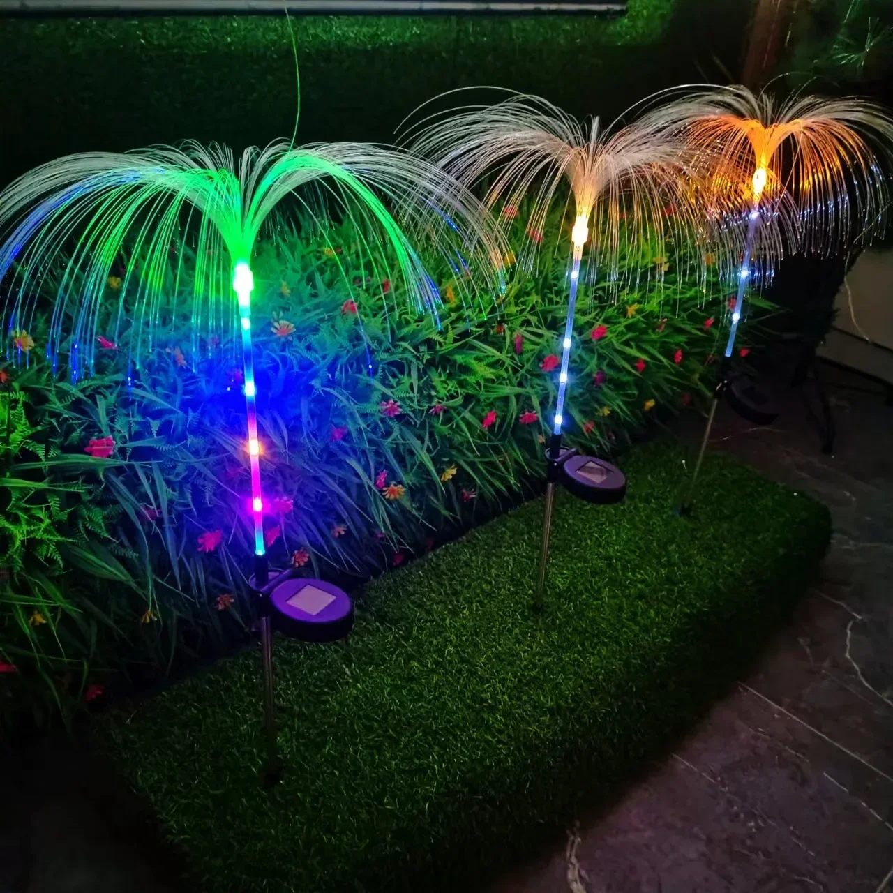 Outdoor Waterproof Yard Christmas Pathway Lawn Wedding Party Decoration Solar Power Flowers Lamp Solar Jellyfish Garden Lights