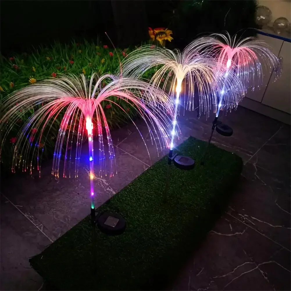 Outdoor Waterproof Yard Christmas Pathway Lawn Wedding Party Decoration Solar Power Flowers Lamp Solar Jellyfish Garden Lights