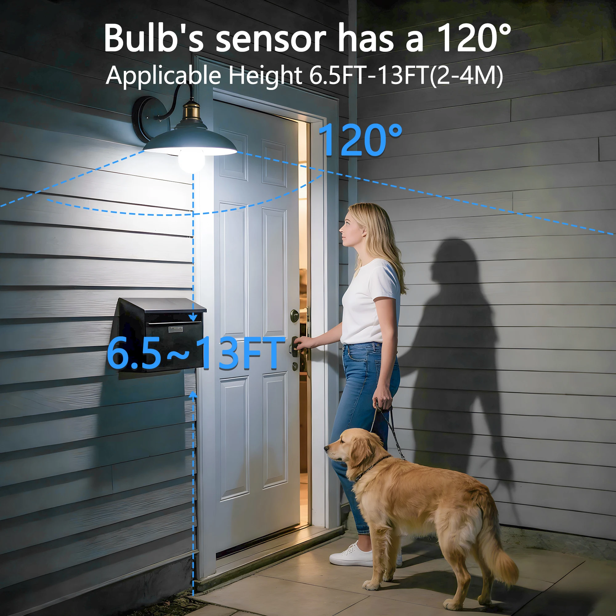 2 Pack Dusk to Dawn Light Bulbs 9W 12W Auto On Off Light Bulb Cold Warm White Motion Sensor Bulb for Garage Stairs Porch Garden
