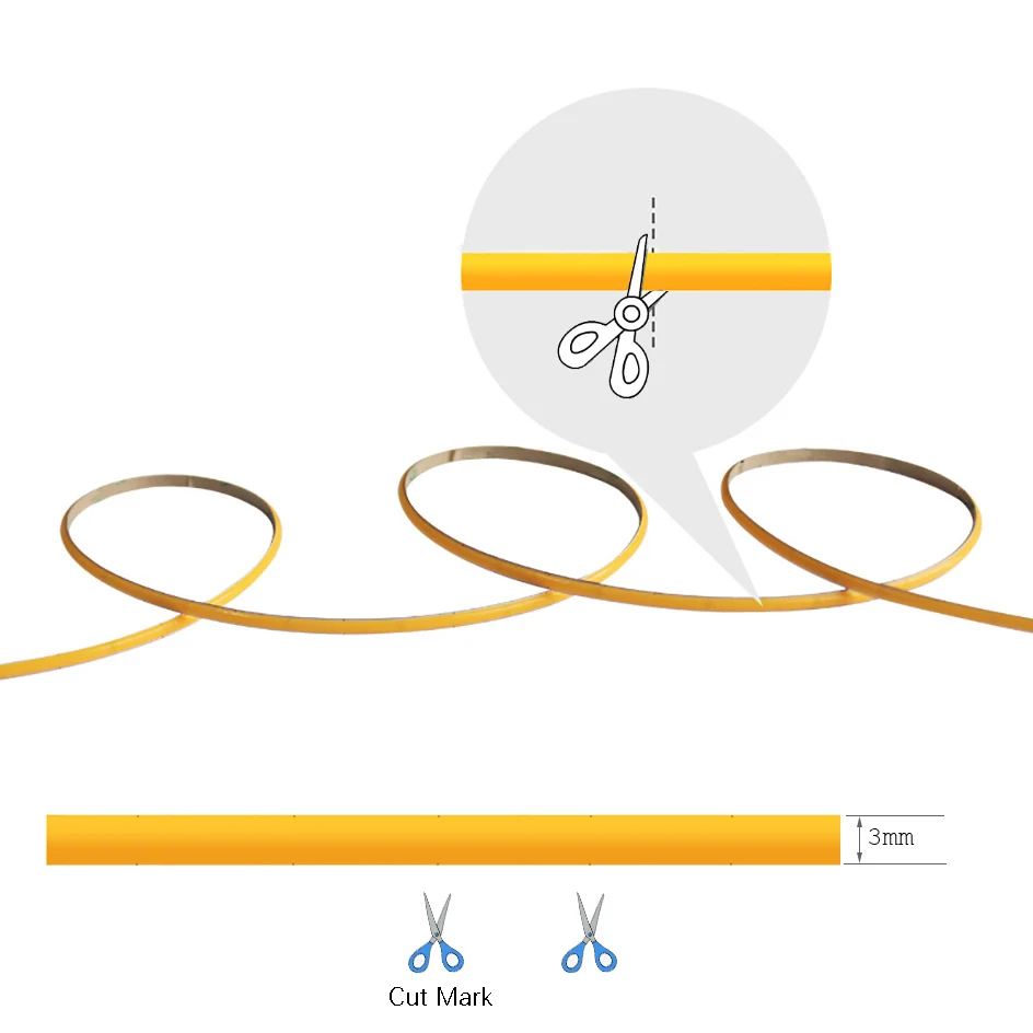 Super Thin 3MM COB LED Strip Light for Home Room Decor 400LEDs/m Flexible Tape Light Warm Cold White Ra90