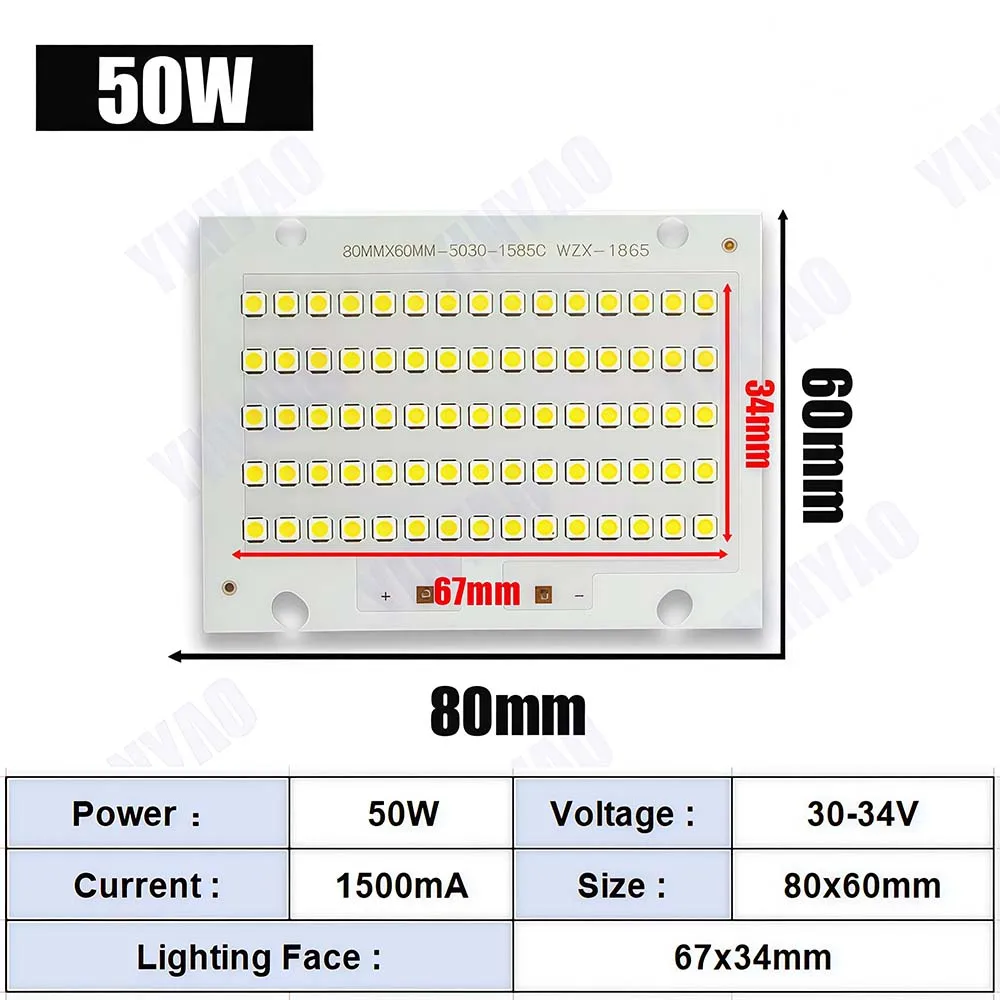 LED Chip 10W 20W 30W 50W 100W 150W 200W SMD 2835 Chip PCB DC30-32V DIY Lamp Beads LED Flood Light Outdoor Lighting Spotlight