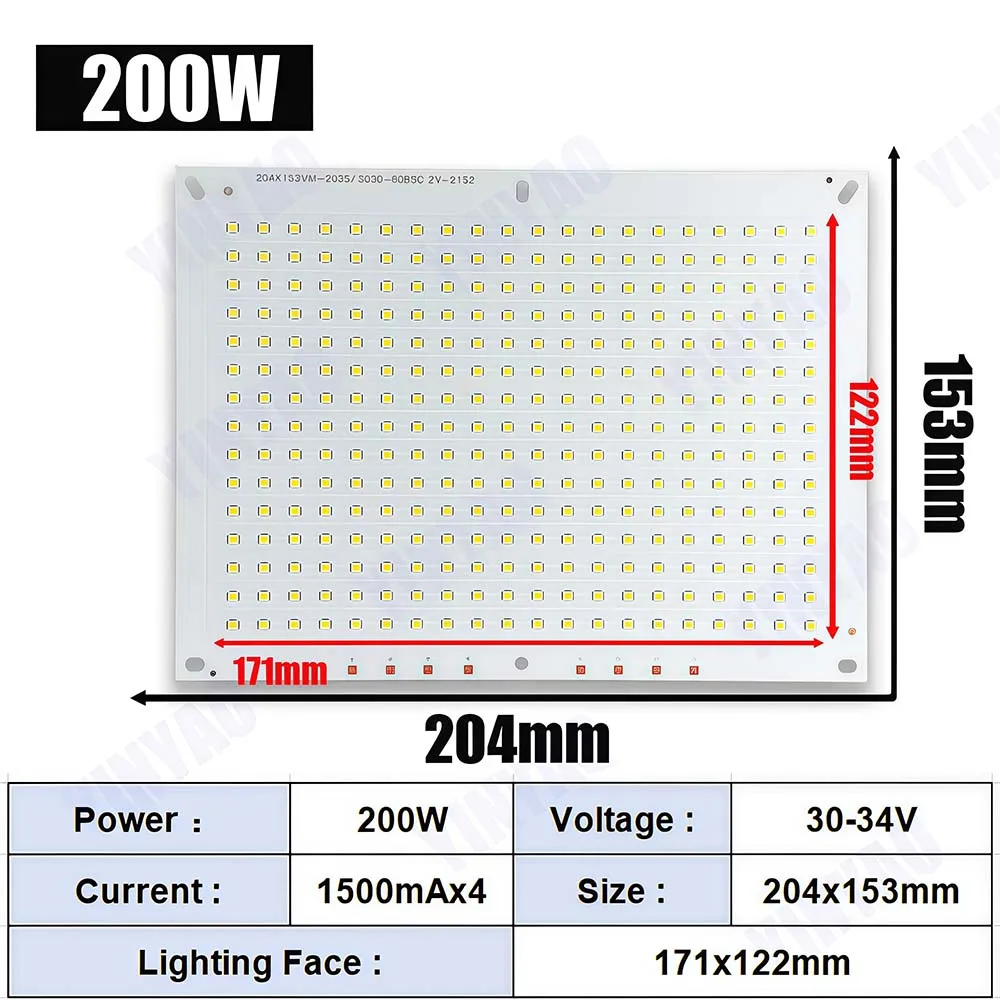 LED Chip 10W 20W 30W 50W 100W 150W 200W SMD 2835 Chip PCB DC30-32V DIY Lamp Beads LED Flood Light Outdoor Lighting Spotlight