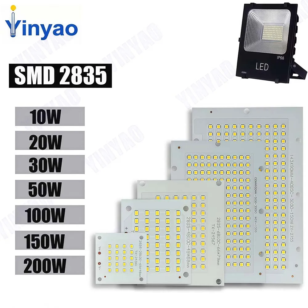 LED Chip 10W 20W 30W 50W 100W 150W 200W SMD 2835 Chip PCB DC30-32V DIY Lamp Beads LED Flood Light Outdoor Lighting Spotlight