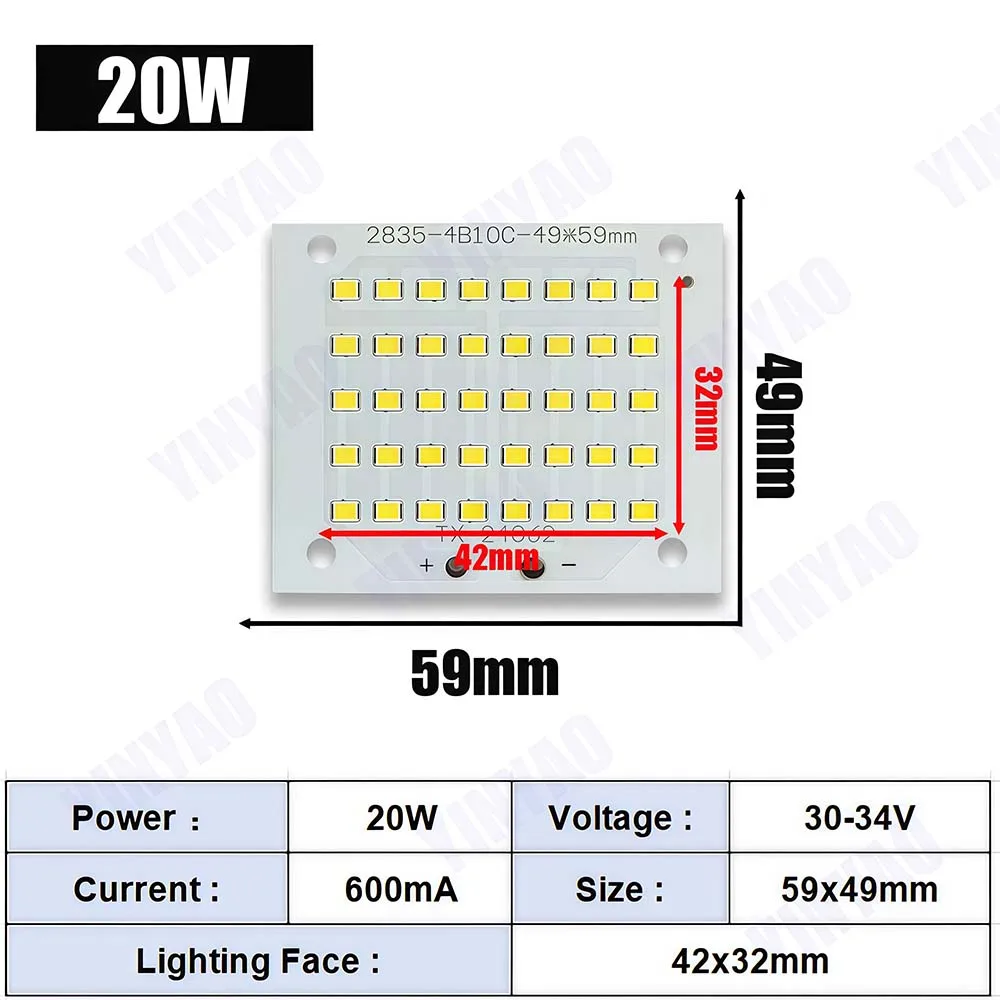LED Chip 10W 20W 30W 50W 100W 150W 200W SMD 2835 Chip PCB DC30-32V DIY Lamp Beads LED Flood Light Outdoor Lighting Spotlight