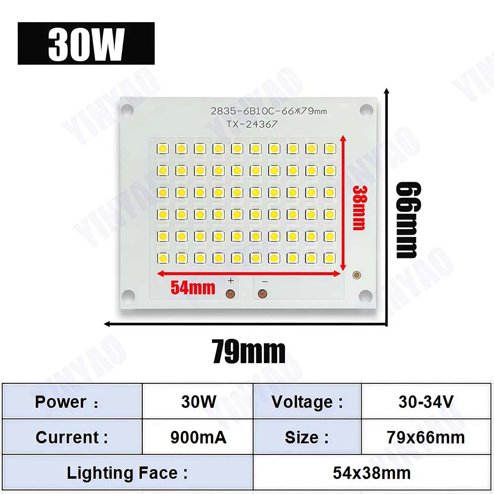 LED Chip 10W 20W 30W 50W 100W 150W 200W SMD 2835 Chip PCB DC30-32V DIY Lamp Beads LED Flood Light Outdoor Lighting Spotlight