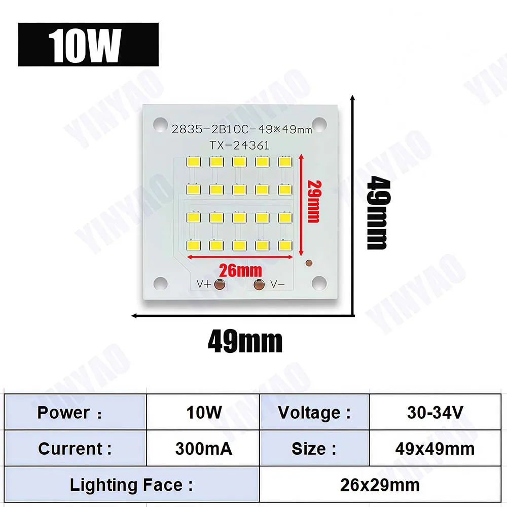 LED Chip 10W 20W 30W 50W 100W 150W 200W SMD 2835 Chip PCB DC30-32V DIY Lamp Beads LED Flood Light Outdoor Lighting Spotlight