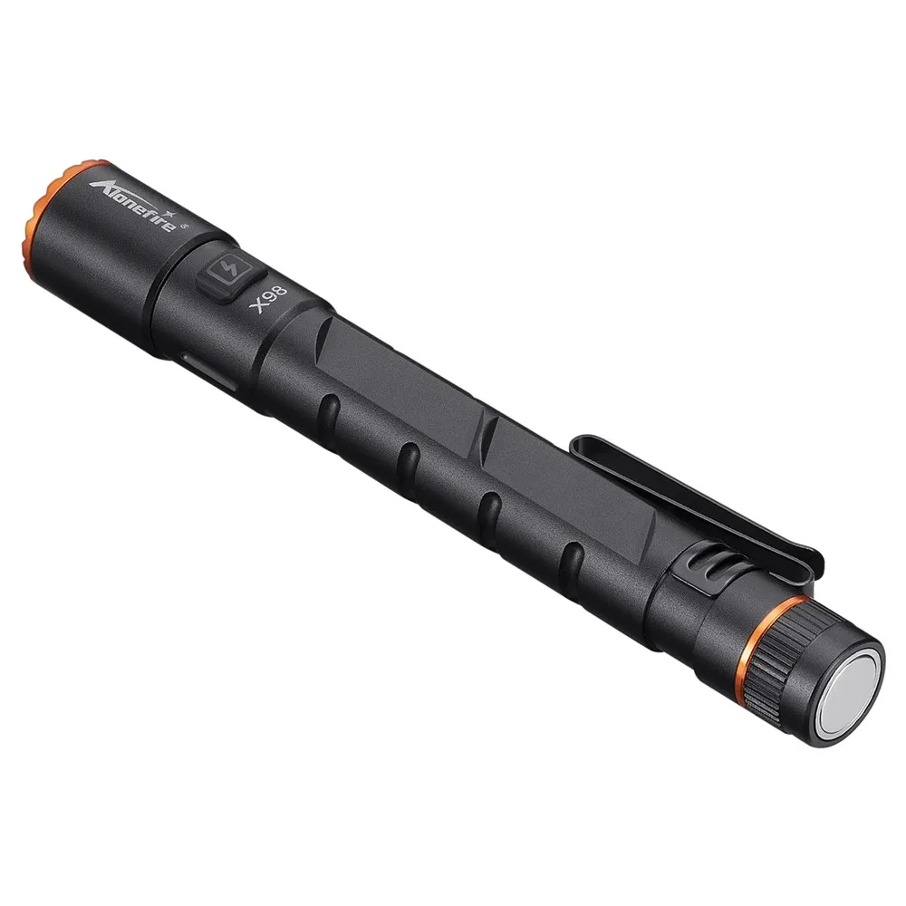 Alonefire Zoom Mini EDC Pen Light Flashlight USB Rechargeable Magnet Small Torch Outdoor Hiking Travel Camping Work Repair Lamp