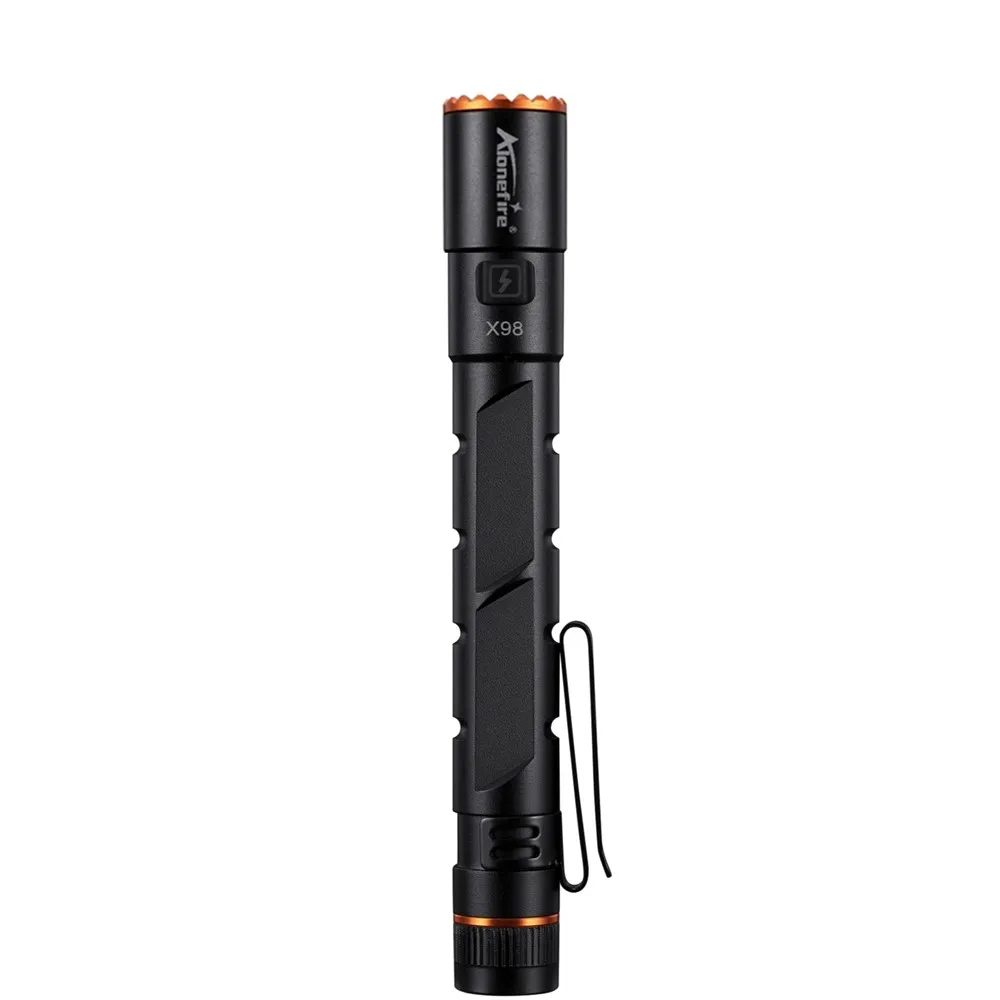 Alonefire Zoom Mini EDC Pen Light Flashlight USB Rechargeable Magnet Small Torch Outdoor Hiking Travel Camping Work Repair Lamp