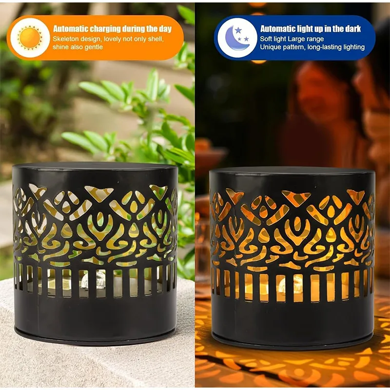 Solar Mandala Wall Light Outdoor Garden Fence Projector Lamp Patio Ambient Decor Waterproof Metal Fence Lights Outdoor Decor