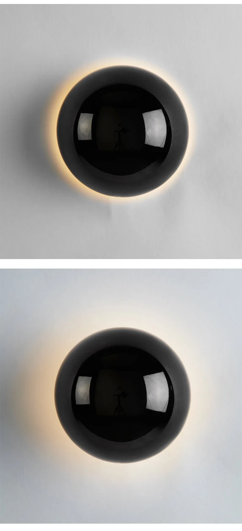 Modern Minimalist Black Golden Circular Wall Lamp, Aisle Bedside Lunar Eclipse Lamp, Minimalist Silver Plated Luxury Wall Lamp