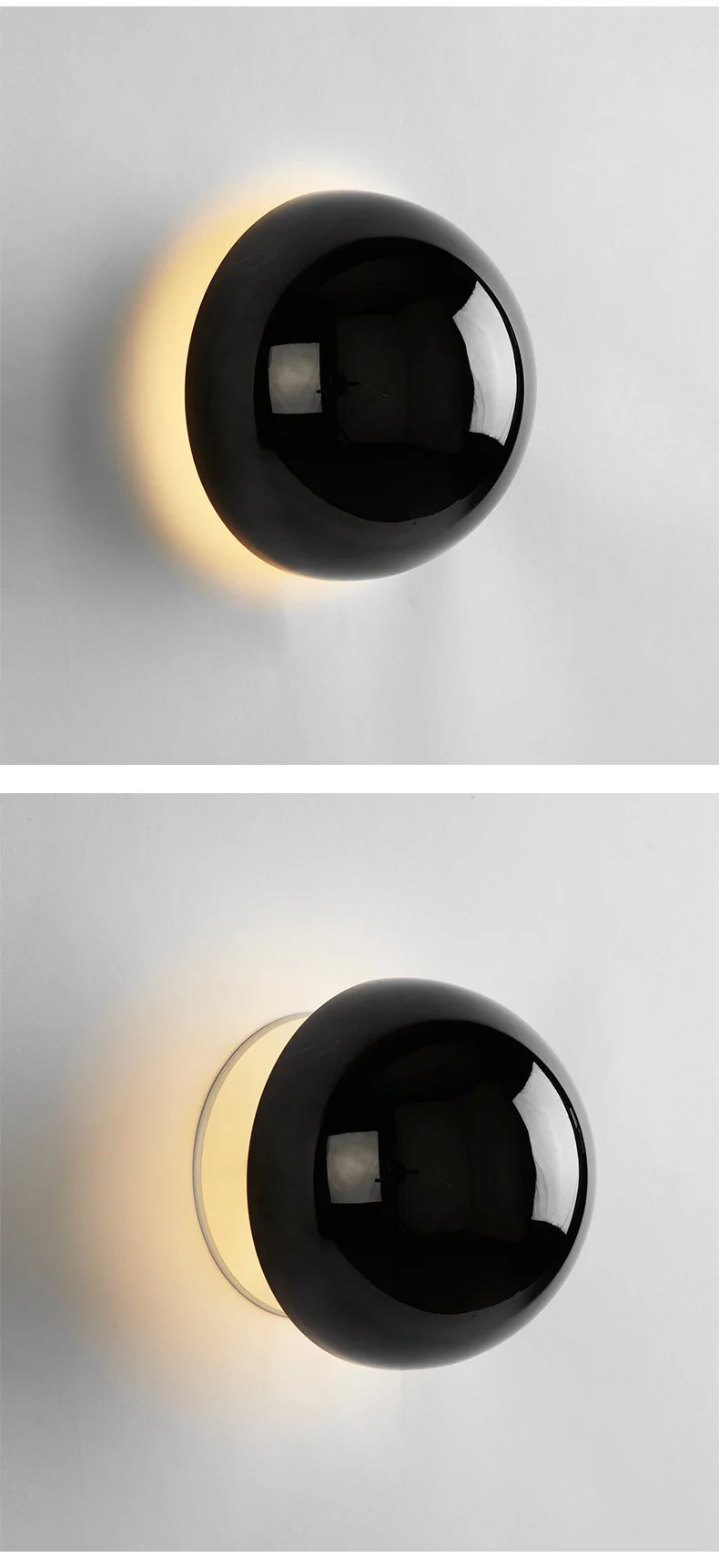Modern Minimalist Black Golden Circular Wall Lamp, Aisle Bedside Lunar Eclipse Lamp, Minimalist Silver Plated Luxury Wall Lamp