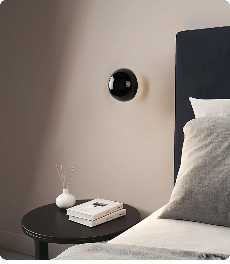 Modern Minimalist Black Golden Circular Wall Lamp, Aisle Bedside Lunar Eclipse Lamp, Minimalist Silver Plated Luxury Wall Lamp