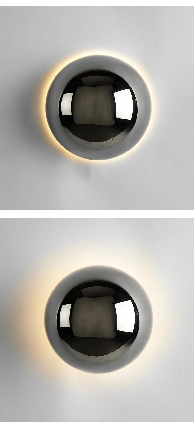 Modern Minimalist Black Golden Circular Wall Lamp, Aisle Bedside Lunar Eclipse Lamp, Minimalist Silver Plated Luxury Wall Lamp