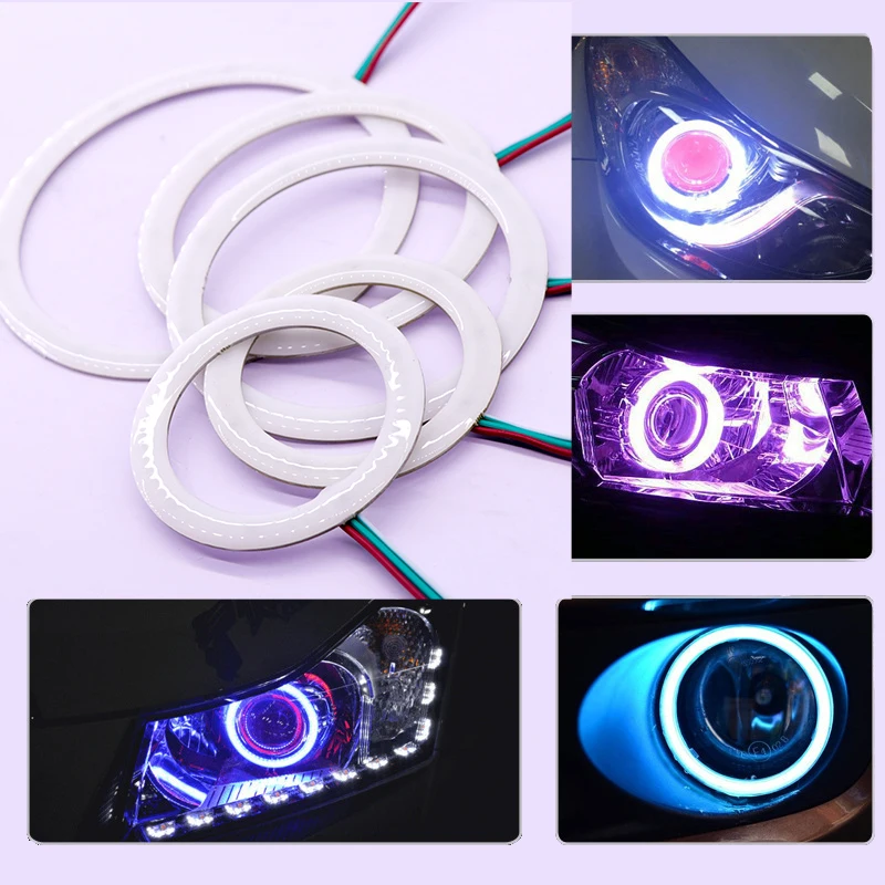 WS2812 COB LED Ring Light 5V/12V Individually Addressable Smart RGB Angel Eyes 27/48/72/96/120mm for Car Headlight Device Decor