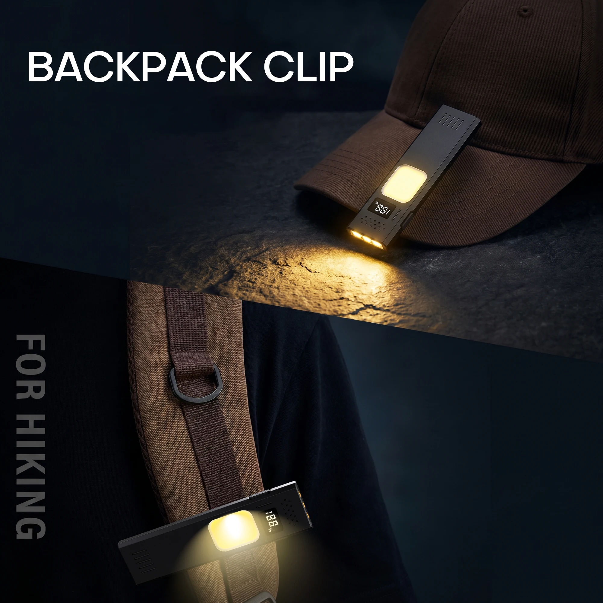 Portable Magnetic Flashlight with Clip,Ultra-Slim LED Work Light, USB-C Rechargeable, 4 Light Modes with Red Warning Light