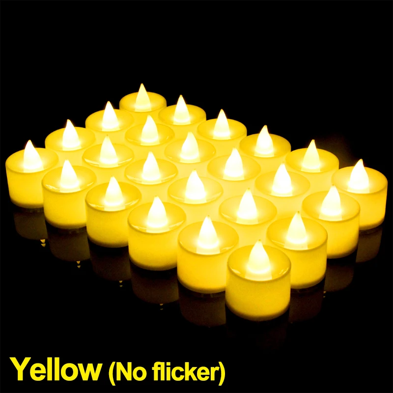 Battery Powered Flameless LED Tea Candles Fake Candle Lamp for Wedding Birthday Party Home Decoration, Candlestick Compatible