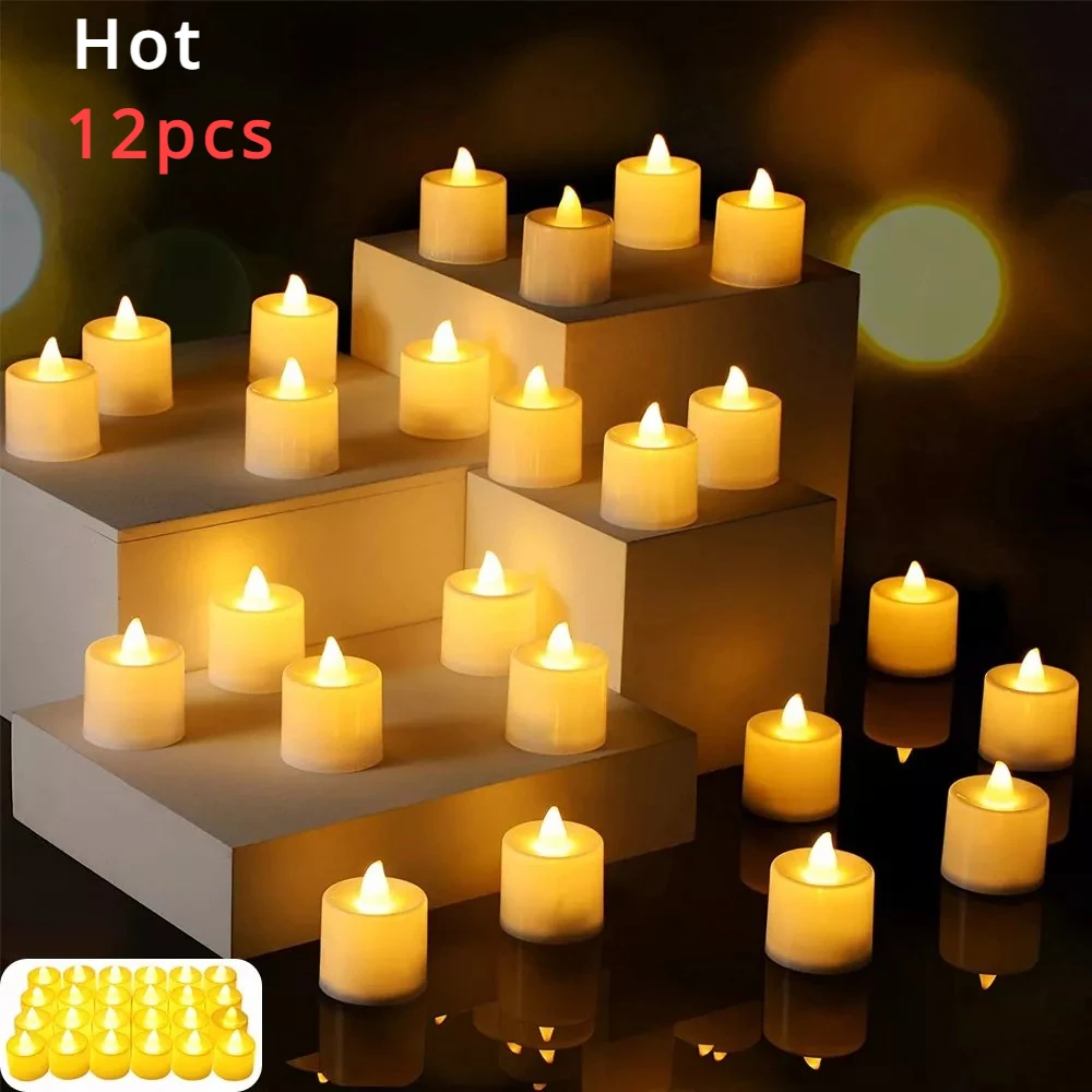 Battery Powered Flameless LED Tea Candles Fake Candle Lamp for Wedding Birthday Party Home Decoration, Candlestick Compatible