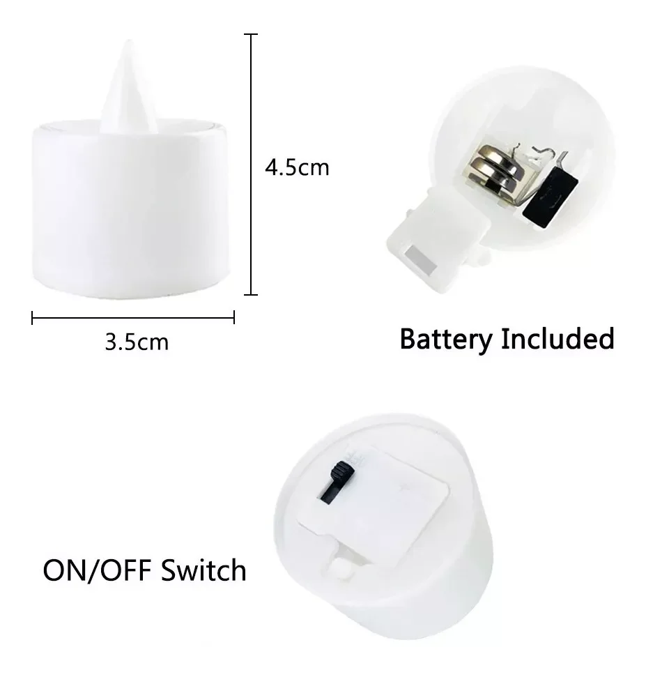 Battery Powered Flameless LED Tea Candles Fake Candle Lamp for Wedding Birthday Party Home Decoration, Candlestick Compatible