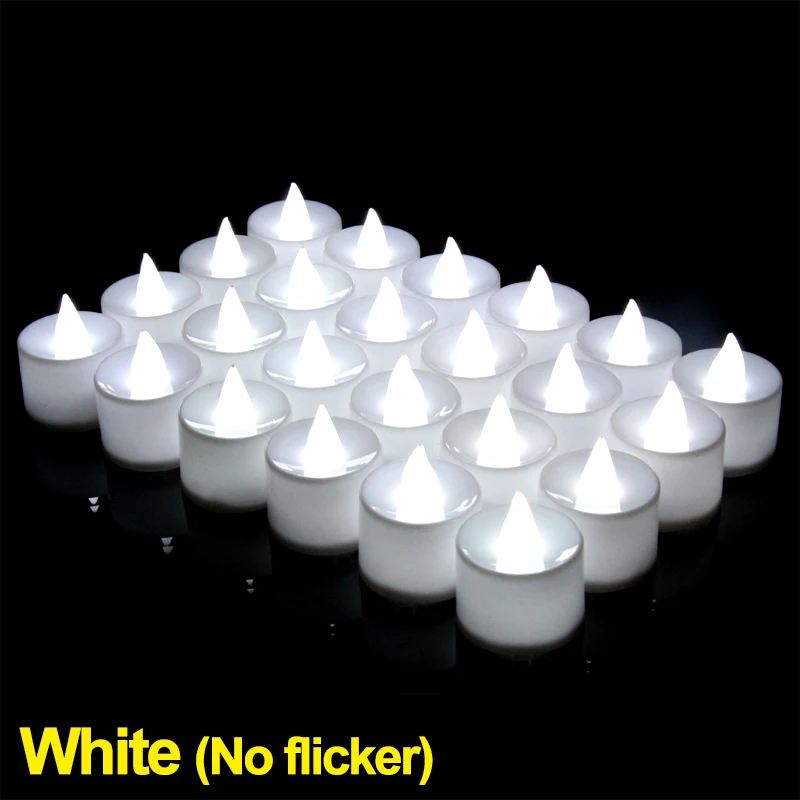 Battery Powered Flameless LED Tea Candles Fake Candle Lamp for Wedding Birthday Party Home Decoration, Candlestick Compatible