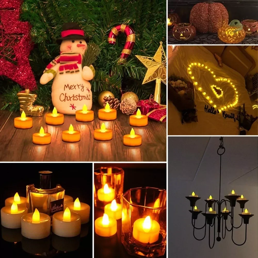Battery Powered Flameless LED Tea Candles Fake Candle Lamp for Wedding Birthday Party Home Decoration, Candlestick Compatible