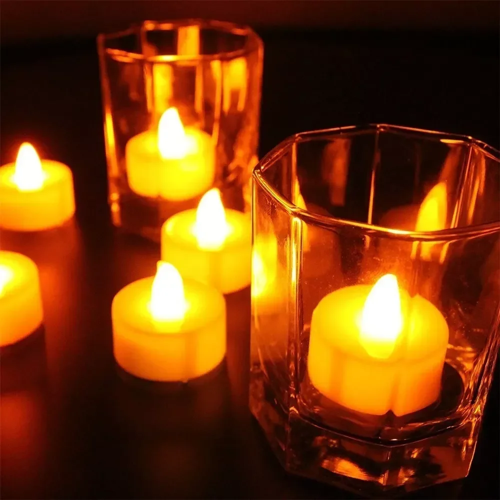 Battery Powered Flameless LED Tea Candles Fake Candle Lamp for Wedding Birthday Party Home Decoration, Candlestick Compatible