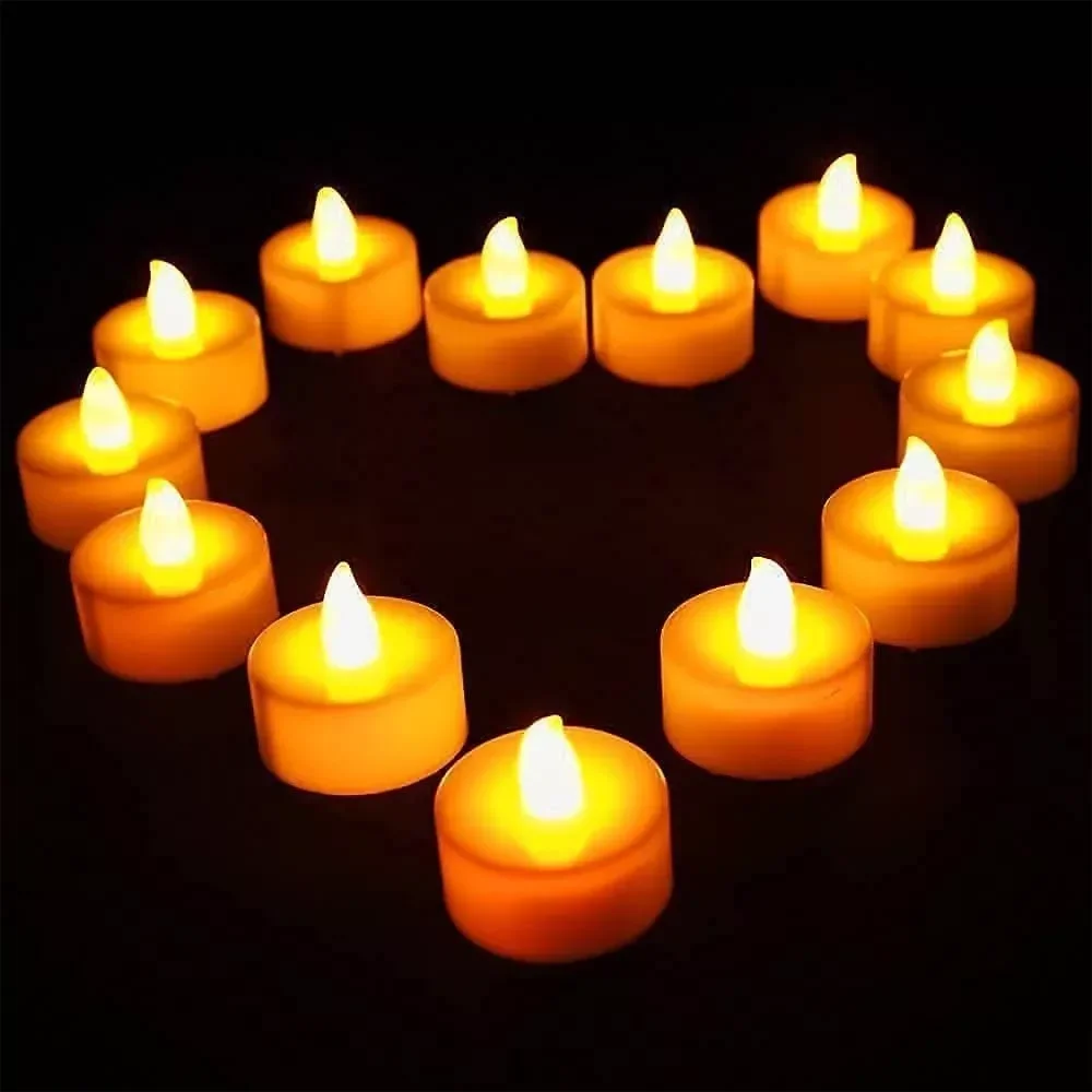 Battery Powered Flameless LED Tea Candles Fake Candle Lamp for Wedding Birthday Party Home Decoration, Candlestick Compatible