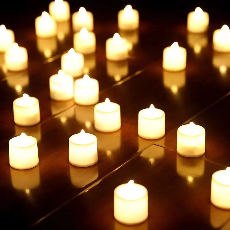 Battery Powered Flameless LED Tea Candles Fake Candle Lamp for Wedding Birthday Party Home Decoration, Candlestick Compatible