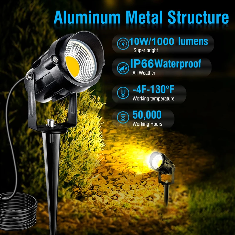 10W Outdoor LED Landscape Lights 110V 220V Warm White Green IP65 Waterproof Garden Pathway Lights Yard Lawn Spotlights