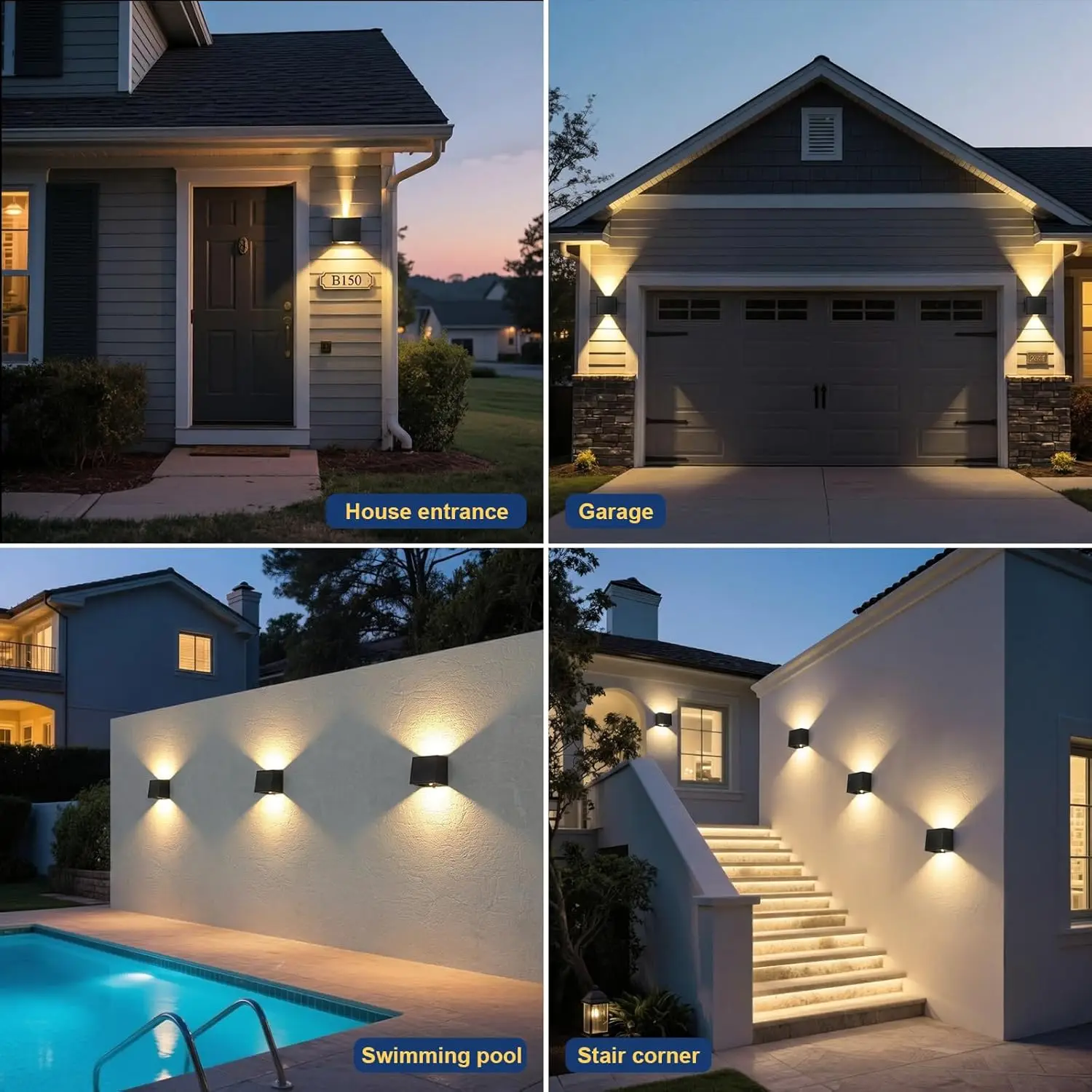 Outdoor Solar Wall Light Outdoor Garden Motion Sensor 3000K Fence Lamp with 3 Modes for Patio Yard Garage Solar LED Porch Lamp