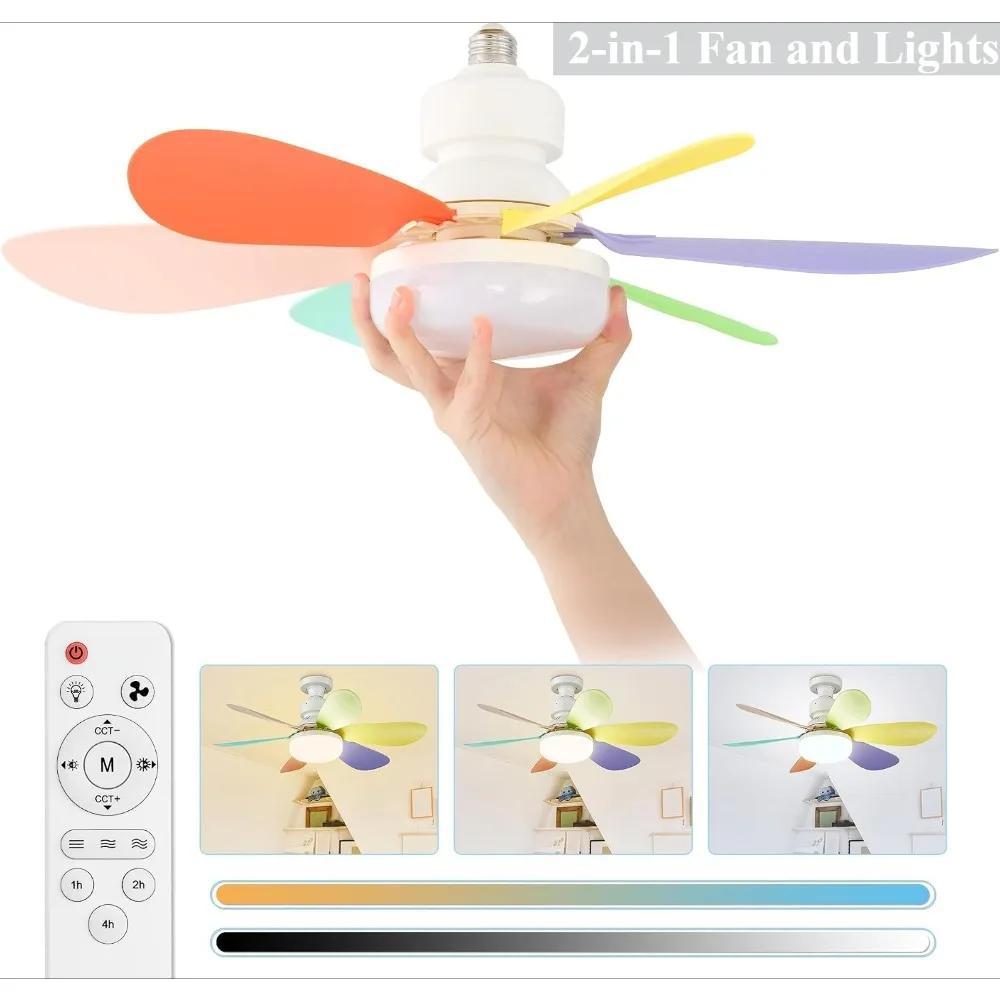 JOYINLED Dimmable Ceiling Fan Light, 30W/40W LED Lamp with Remote Control, 6 Blades, E27 Socket, for Bedroom & Office, 85-265V
