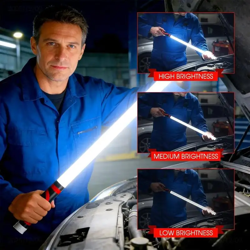 Bendable LED Flashlight Stick Portable Flexible Work Lights High-Lumen Rechargeable 3 Brightness Modes For Mechanics Auto Repair