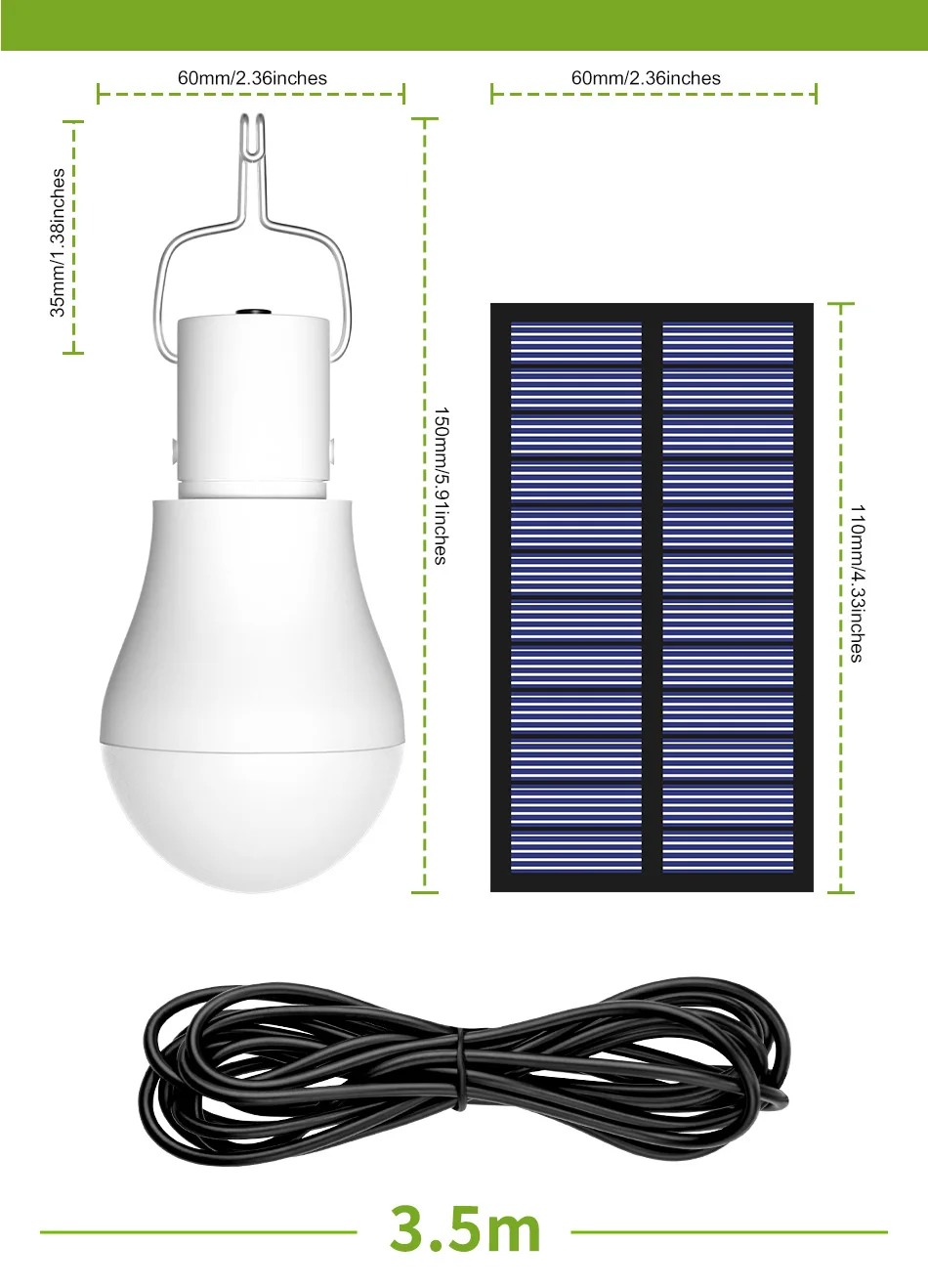 15W LED Solar Lamp Outdoor IP65 Waterproof Garden Hiking Fishing Camping Portable Bulbs Emergency Lights With Hook Solar Panel