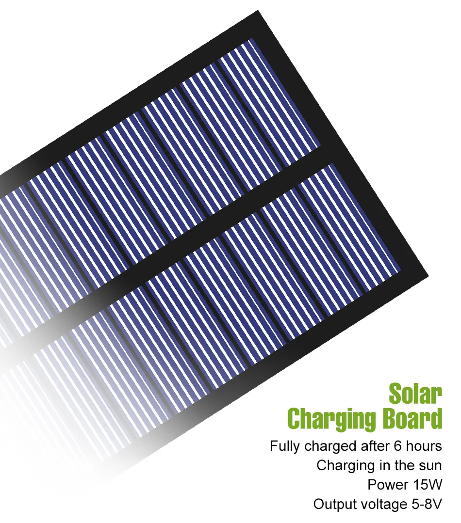 15W LED Solar Lamp Outdoor IP65 Waterproof Garden Hiking Fishing Camping Portable Bulbs Emergency Lights With Hook Solar Panel