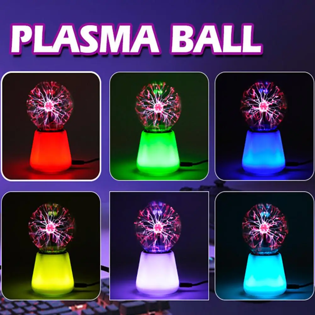 USB Touch Sensitive Plasma Ball Lamp Multi Color Changing Base Static Lightning Ball Night Light Magic Plasma Globe Decorative