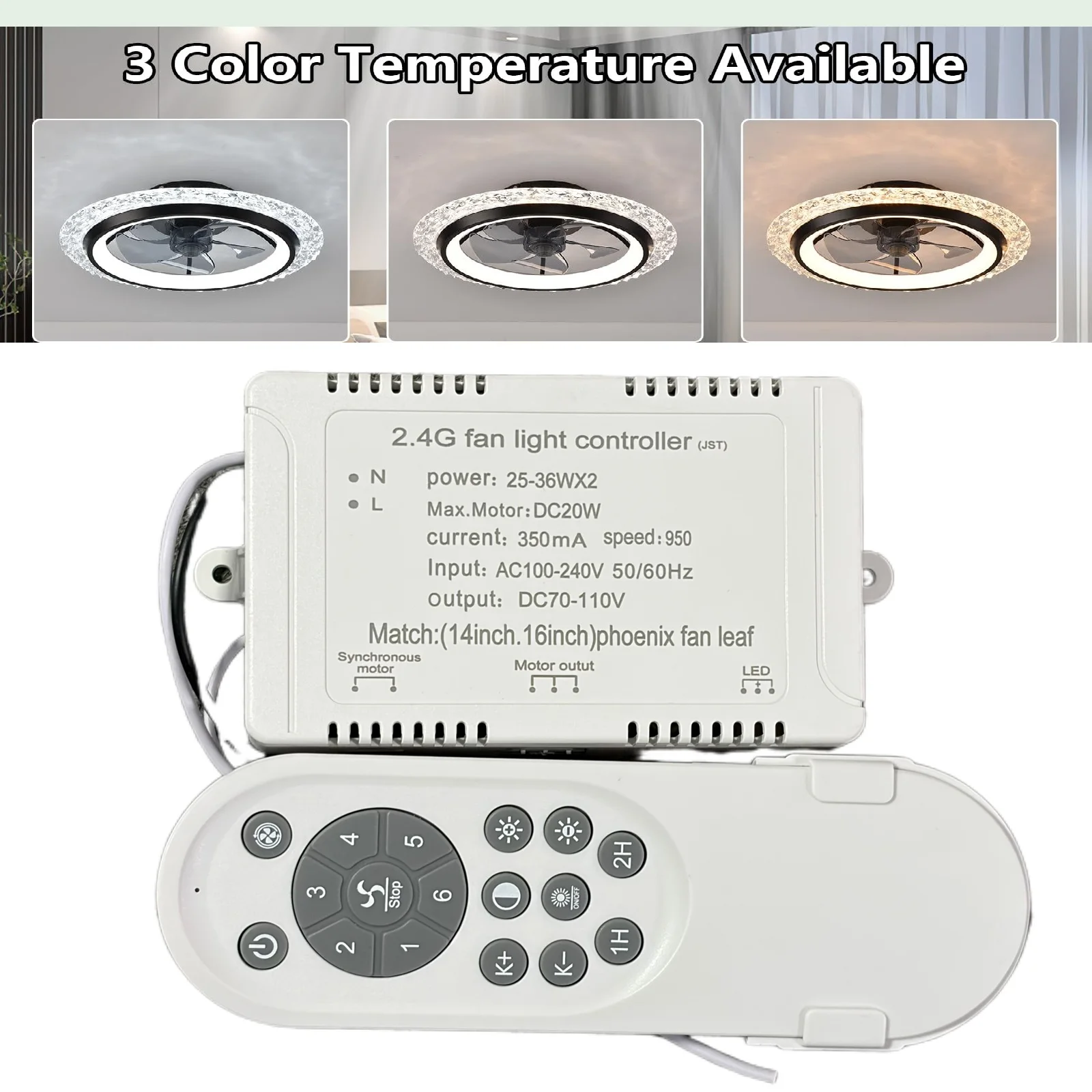 IRALAN Ceiling Fan Light Replacement Remote Kit  Fan Light Controller 6 Speed Fan Dimmable LED Fan Driver 2.4g Fan Lamp Receiver