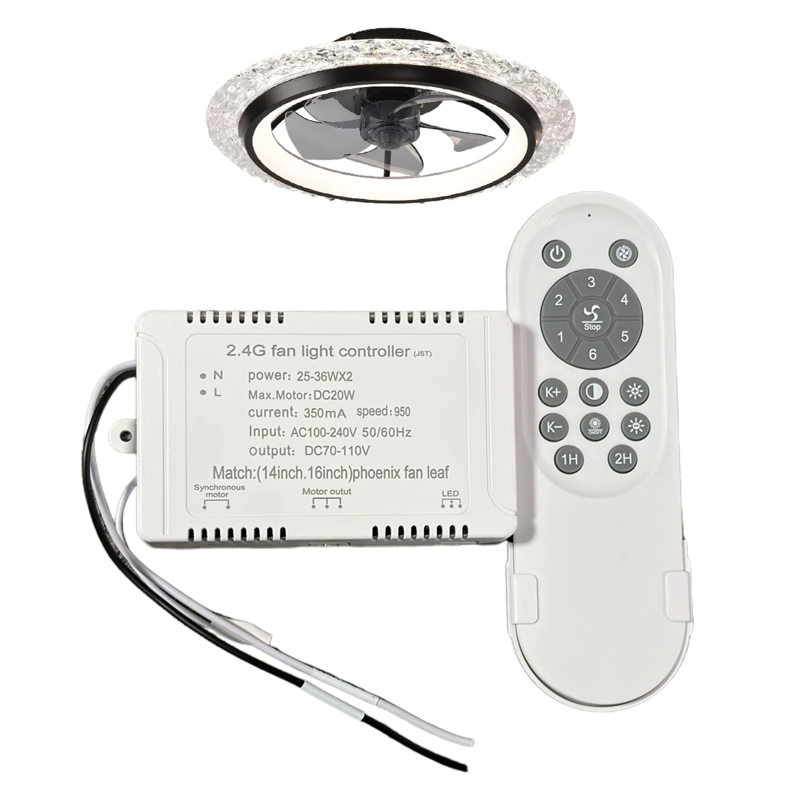 IRALAN Ceiling Fan Light Replacement Remote Kit  Fan Light Controller 6 Speed Fan Dimmable LED Fan Driver 2.4g Fan Lamp Receiver