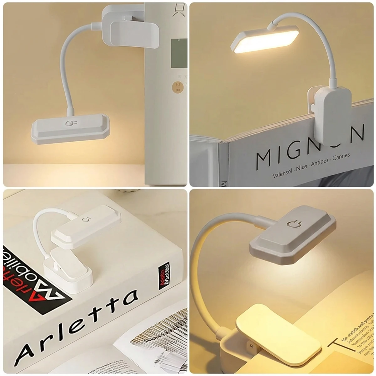Clip On Book Light 3 Color Temperature 3 Brightness Eye Protection Reading Lamp 360° Dimmable Desk Light For Travel Camping