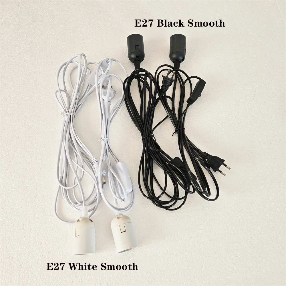 EU/US Plug 1.8m/3m/5m Power Cord Cables E27 Lamp Base Holder With Switch Wire For Pendant Fixture Hang lamp Lighting accessories