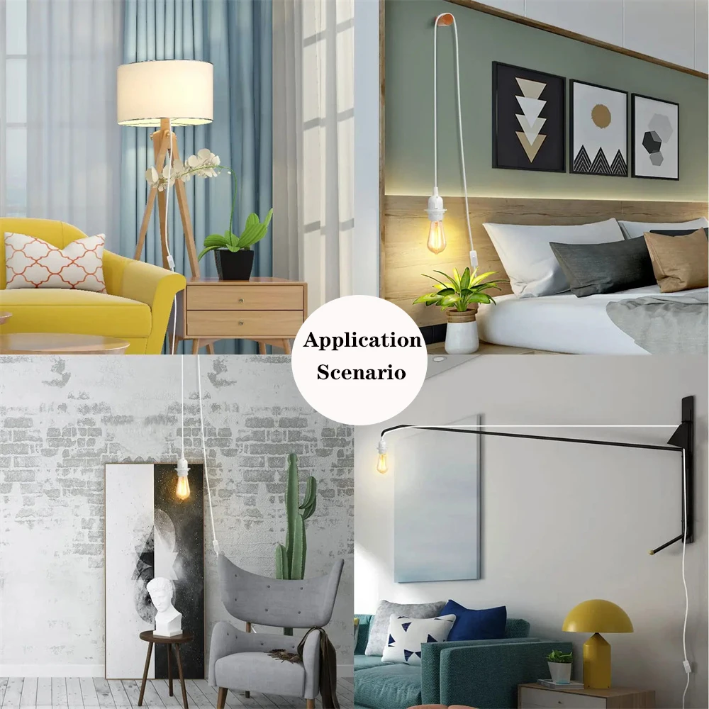 EU/US Plug 1.8m/3m/5m Power Cord Cables E27 Lamp Base Holder With Switch Wire For Pendant Fixture Hang lamp Lighting accessories