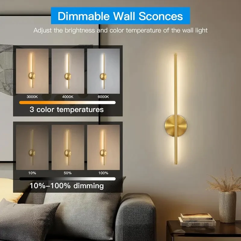 Rechargeable LED Wall Sconce Dimmable Silver For Living Room Bedroom Hallway Study Stairwell Interior Decorative Lighting