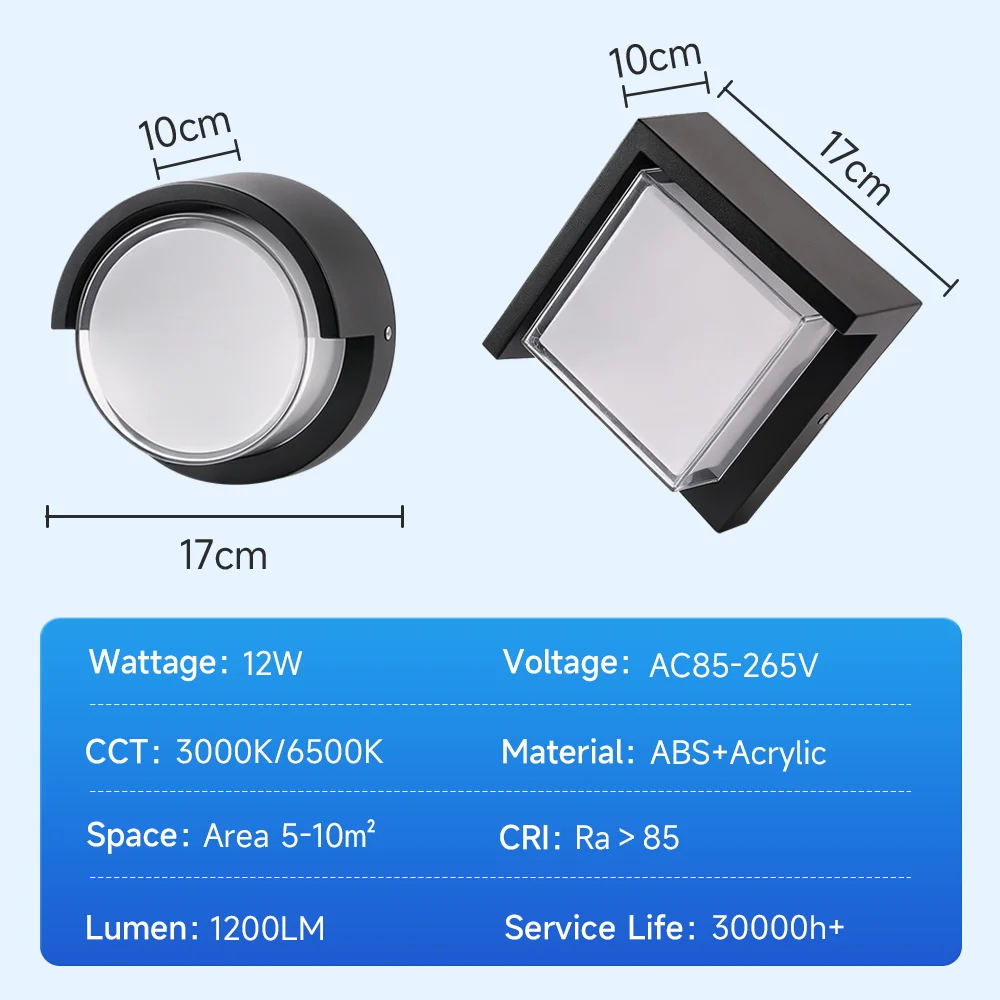 LED Wall Light IP65 Waterproof 12W Wall Lamp Decorative Light For Garden Gate Living Room Bedroom