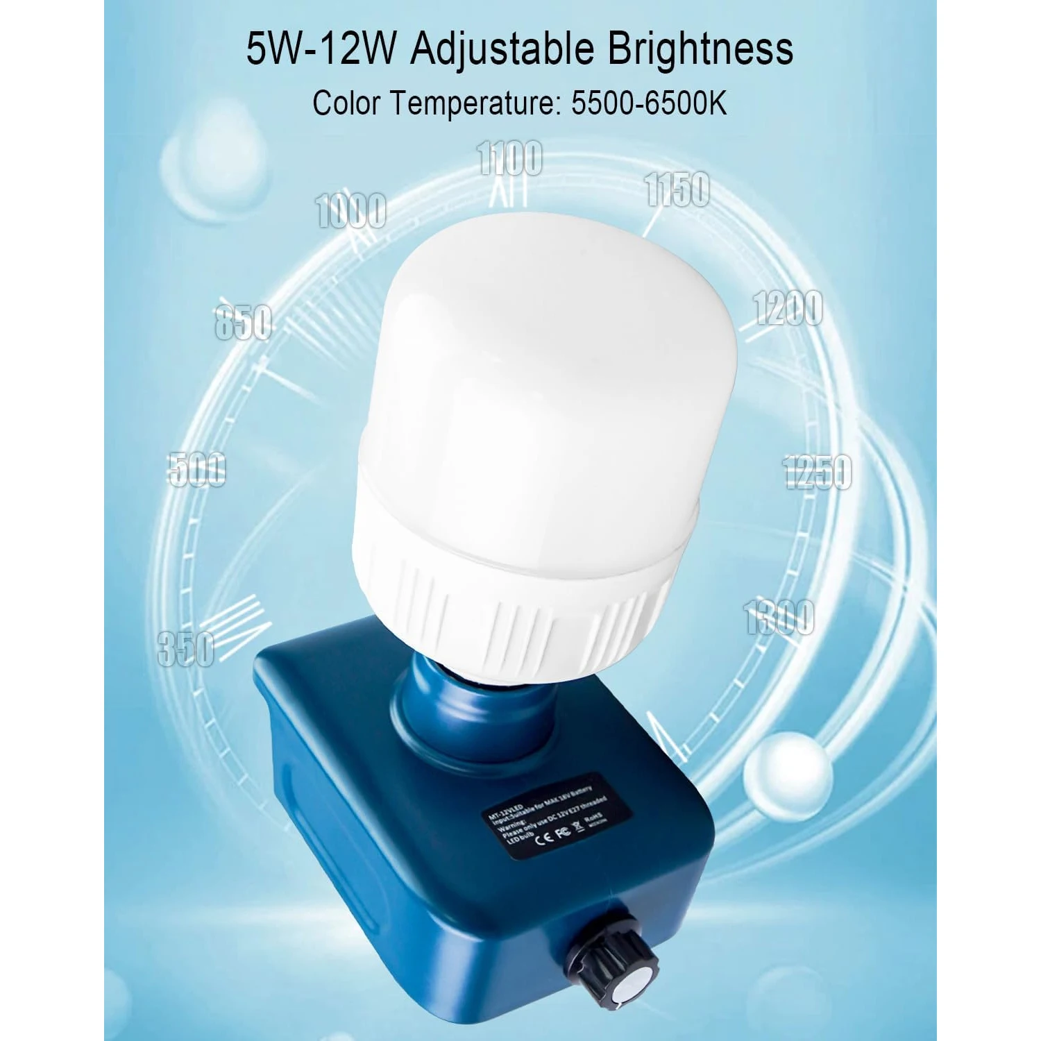 Cordless LED Work Light Fit for Makita/Dewalt/Milwuakee 18 V Battery,LED Bulb Flashlight for Indoor Outdoor Job Site Lighting